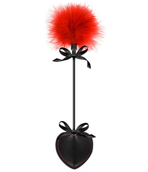 Cravache coeur noire bdsm avec plumeau rouge - CC570073